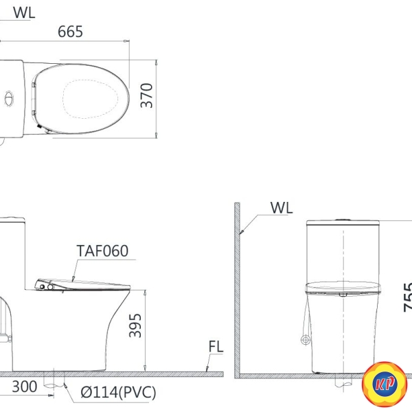 Bồn Cầu CAESAR C1391F/TAF060 Nắp Rửa Cơ