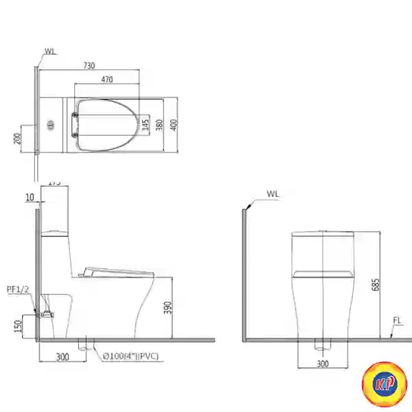 Bồn Cầu CAESAR C1356 (CD1356) 1 Khối Nắp Êm