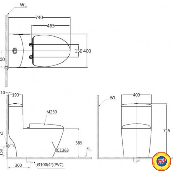Bồn Cầu CAESAR C1363F/TAF060 Nắp Rửa Cơ
