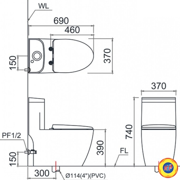 Bồn Cầu CAESAR C1364F/TAF060 Nắp Rửa Cơ