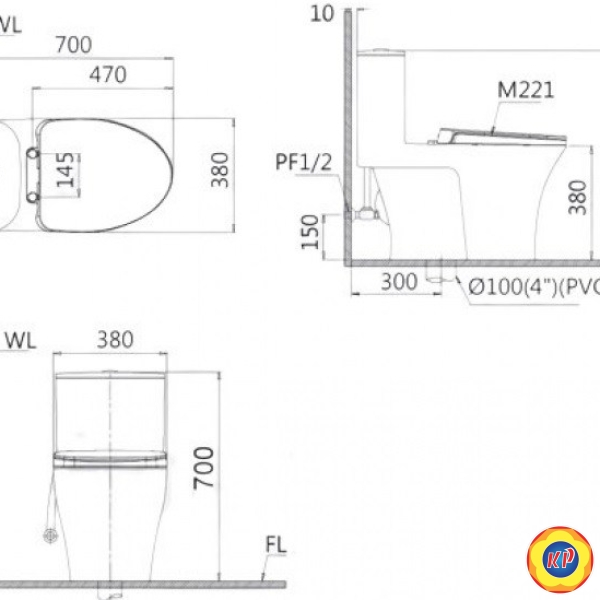 Bồn Cầu CAESAR C1375F/TAF060 Nắp Rửa Cơ