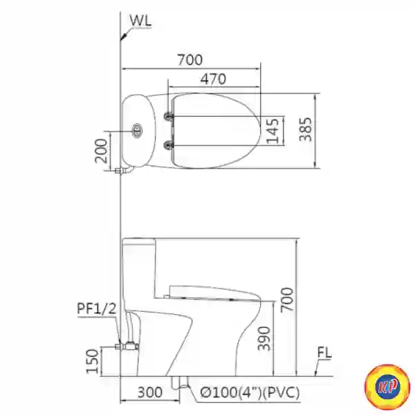 Bồn Cầu CAESAR C1394 (CD1394) Một Khối Nắp Êm