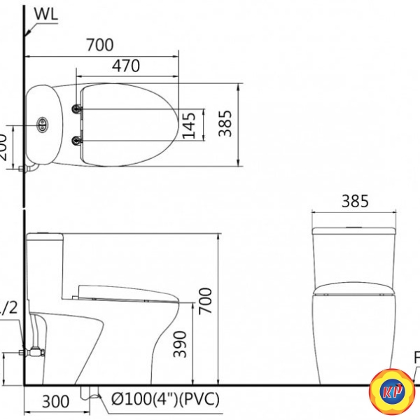 Bồn Cầu CAESAR C1394F/TAF060 Nắp Rửa Cơ