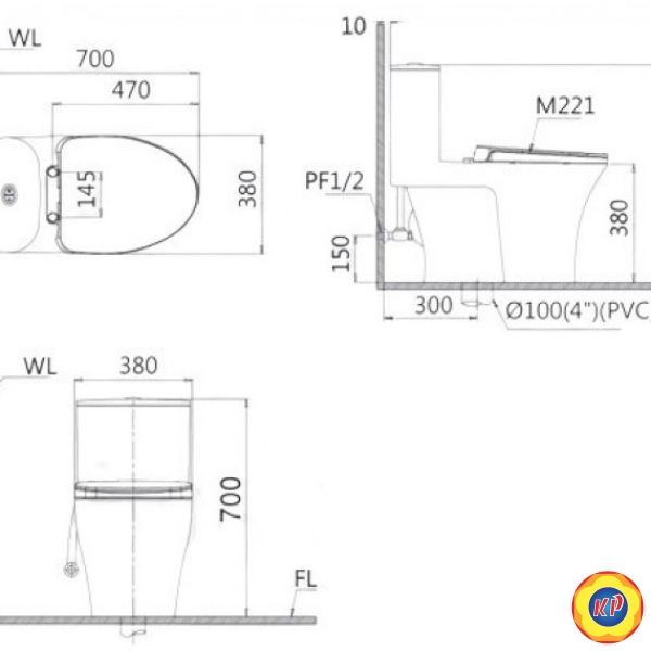 Bồn Cầu CAESAR C1395F/TAF060 Nắp Rửa Cơ