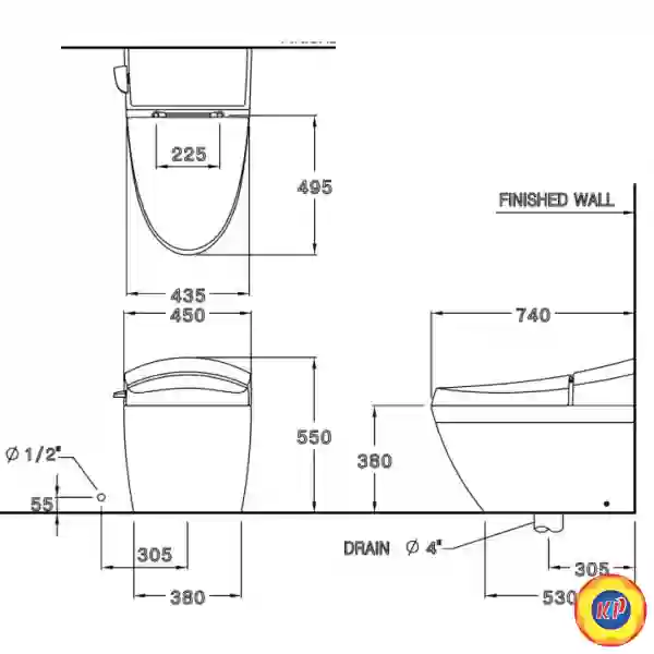 Bồn Cầu COTTO C10037 Một Khối Terranova Cao Cấp