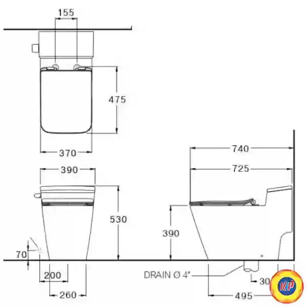 Bàn Cầu COTTO C103247 Simply Modish Xả Gạt