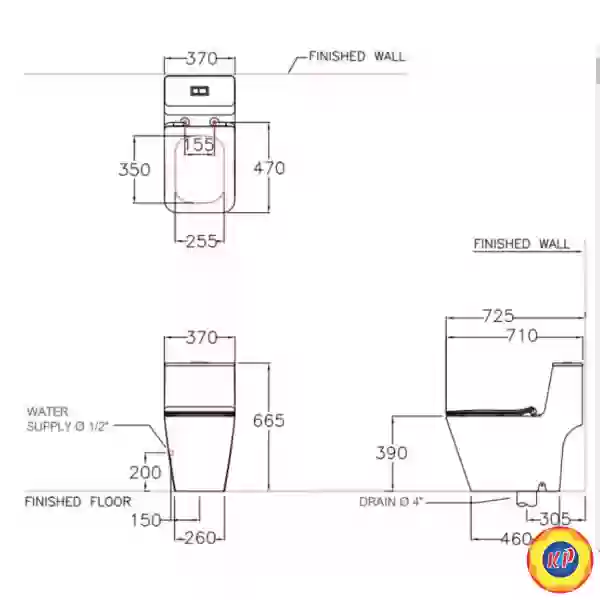 Bồn Cầu COTTO C10327 Một Khối Quado Xả Nhấn