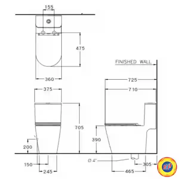 Bàn Cầu COTTO C103327 Simply Connect Xả Nhấn