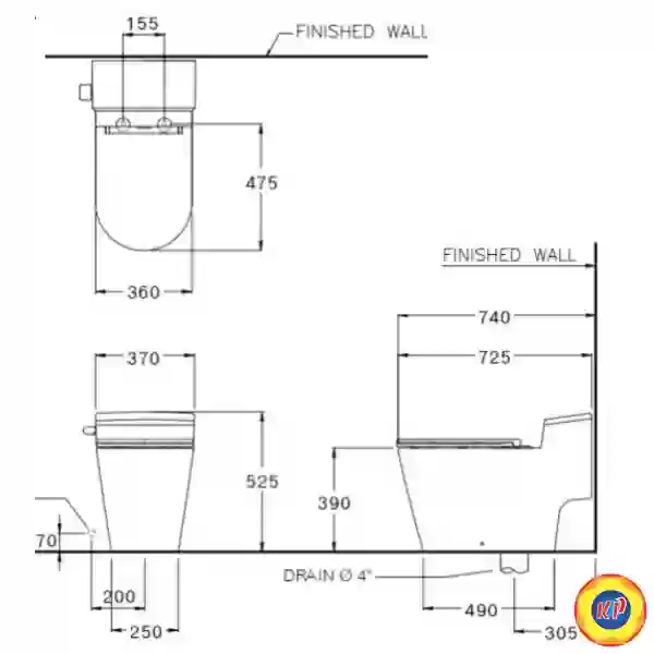 Bàn Cầu COTTO C103347 Simply Connect Xả Gạt