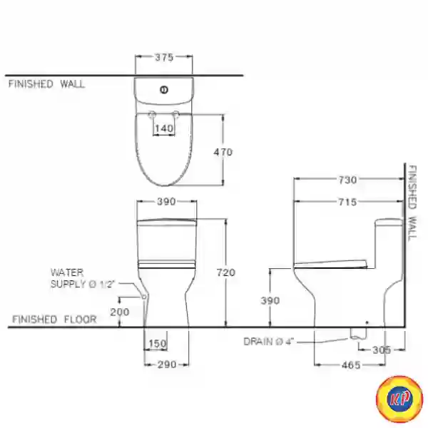 Bồn Cầu Cotto C105337 Một Khối Xả Nhấn
