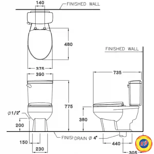 Bồn Cầu COTTO C1163 Hai Khối Vadoria Xả Gạt