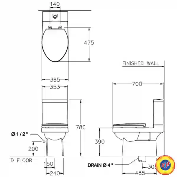 Bồn Cầu COTTO C1182 Hai Khối Xả Nhấn Viva E