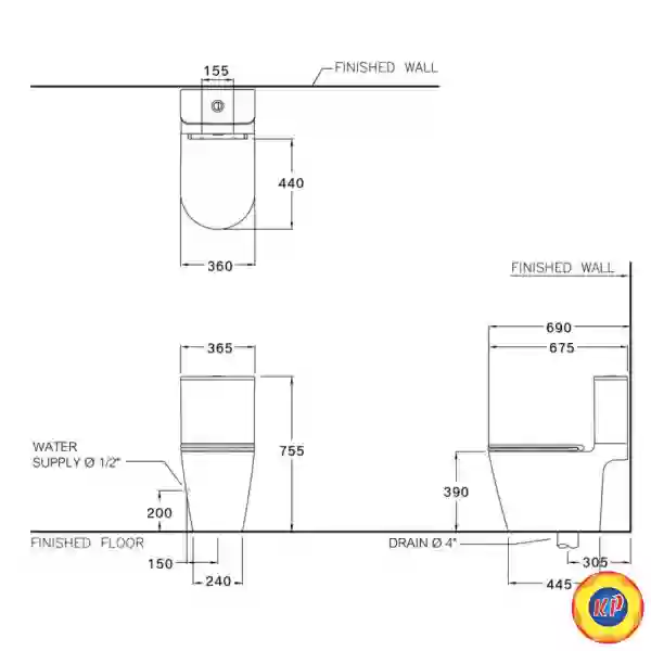 Bồn Cầu COTTO C125117 2 Khối Simply Connect