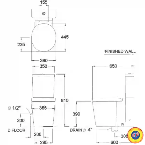 Bồn Cầu COTTO C12607 Hai Khối Opera Xả Gạt