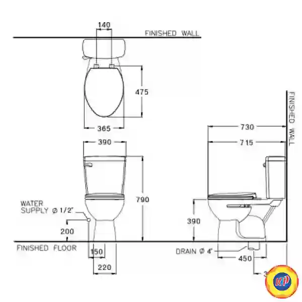 Bồn Cầu COTTO C13445 Hai Khối Boom Xả Nhấn