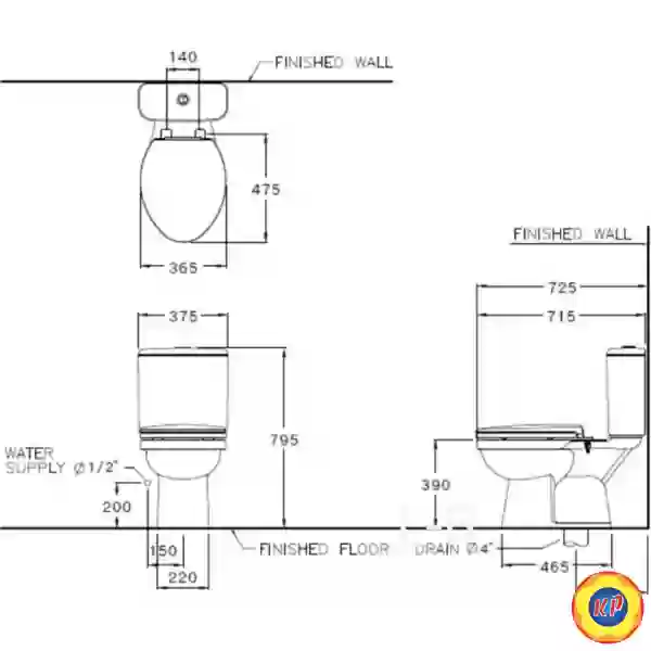 Bồn Cầu COTTO C13450 Hai Khối Xả Nhấn