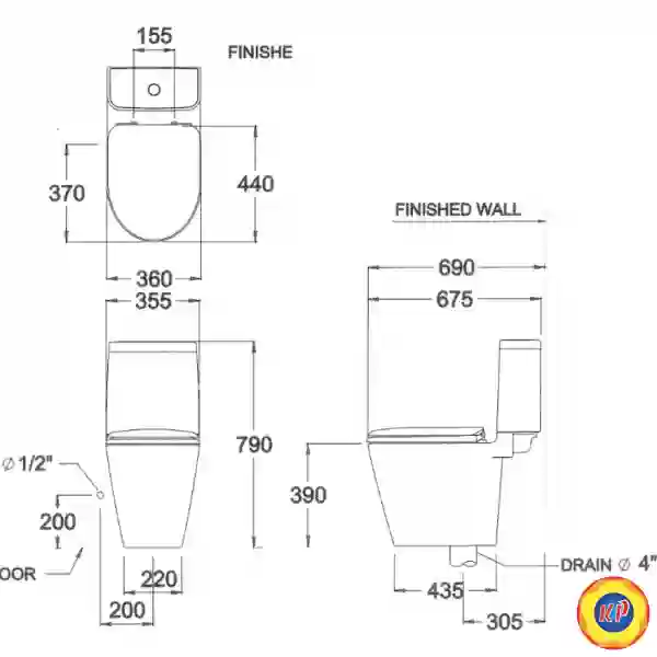 Bồn Cầu COTTO C17027 2 Khối Space Solution