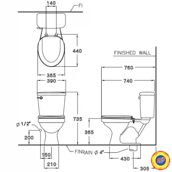 Bồn Cầu COTTO C186 Tanya Hai Khối Nắp Thường