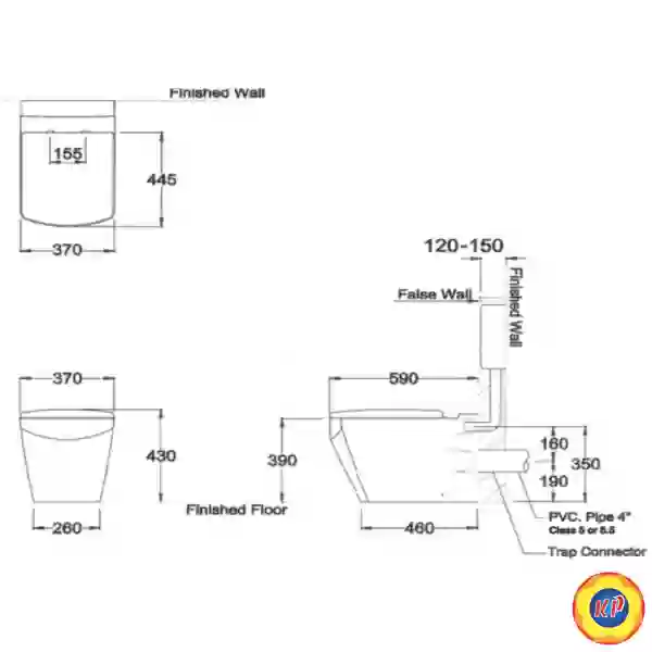 Bồn Cầu Cotto SC19847(F) Đặt Sàn TETRAGON 190mm