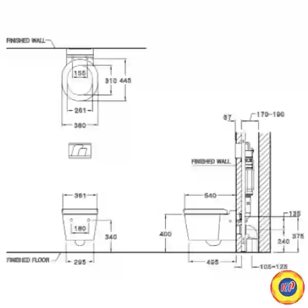 Bồn Cầu Cotto SC198817(F) Treo Tường Thoát Ngang