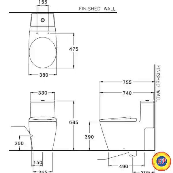 Bồn Cầu COTTO C100207 Một Khối Oval