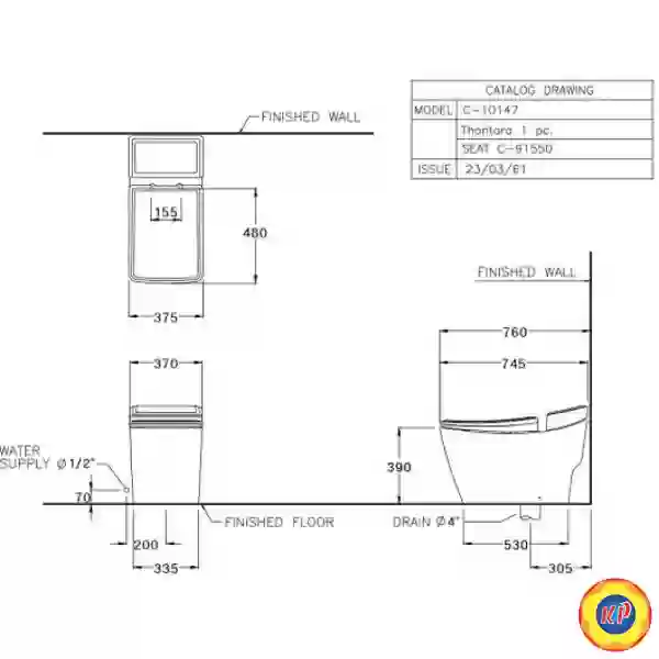 Bồn Cầu COTTO C10147 Một Khối Thantara