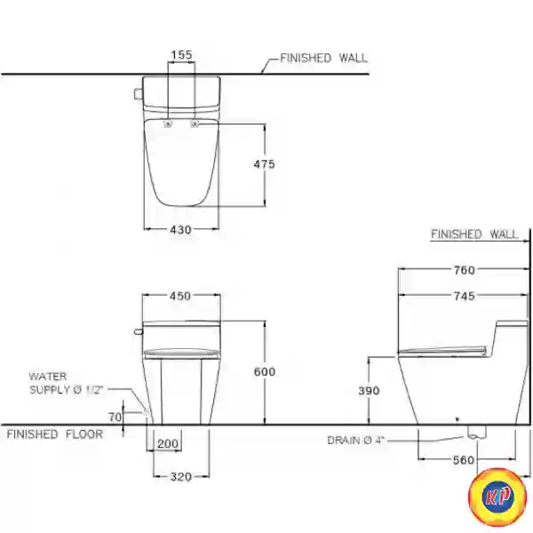 Bồn Cầu COTTO C101907 Một Khối Hercules Curve