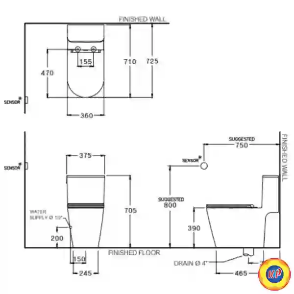 Bồn Cầu COTTO C103357 Một Khối Cảm Ứng Chạm