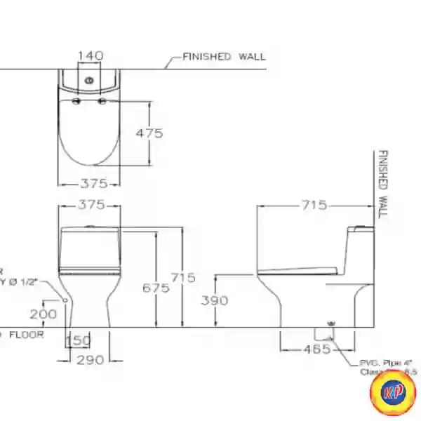 Bồn Cầu COTTO C1053 1 Khối Nắp C91252 Micc Xả Nhấn