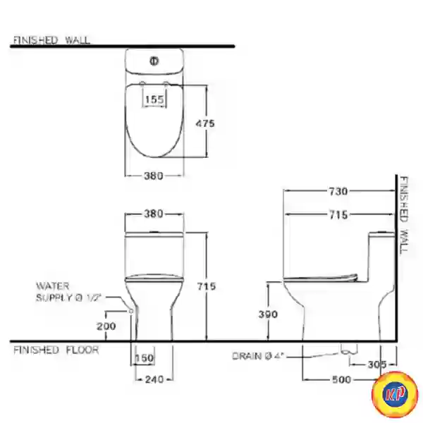 Bồn Cầu Cotto C105507 Một Khối Xả Nhấn MOOD