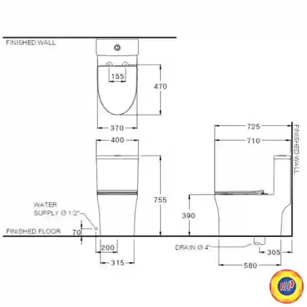 Bồn Cầu Cotto C105607 Một Khối Xả Nhấn