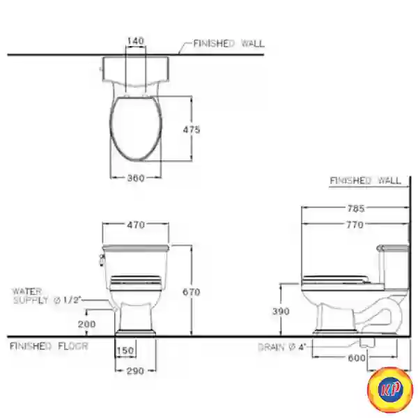 Bồn Cầu COTTO C10617 Hai Khối Classique Xả Gạt