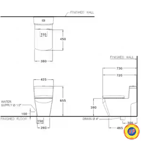 Bồn Cầu COTTO C10717 Một Khối Grand Tetragon