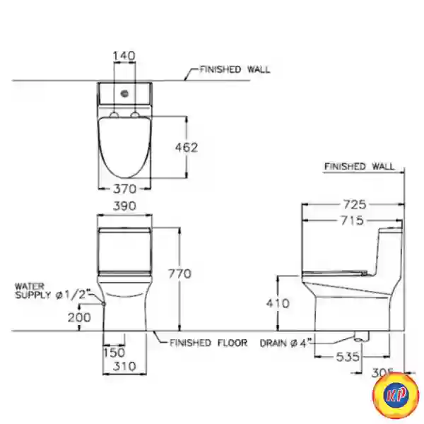 Bồn Cầu COTTO C11000OS Một Khối Dream Xả Nhấn