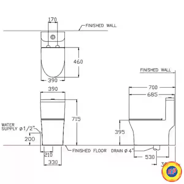 Bồn Cầu Cotto C11006HOS (C11006H) Một Khối Xả Nhấn Pair