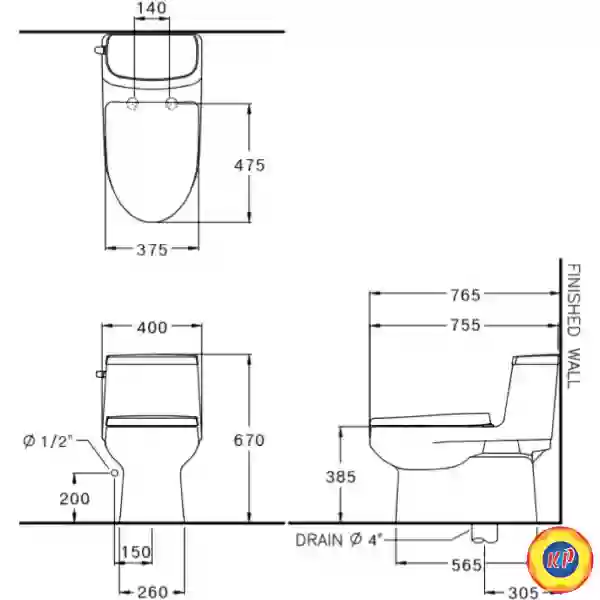 Bồn Cầu 1 khối COTTO C1142(CN1) Priz ll Nắp Rửa Cơ