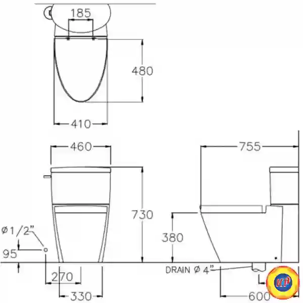 Bồn Cầu COTTO C11947 Hai Khối Paragon