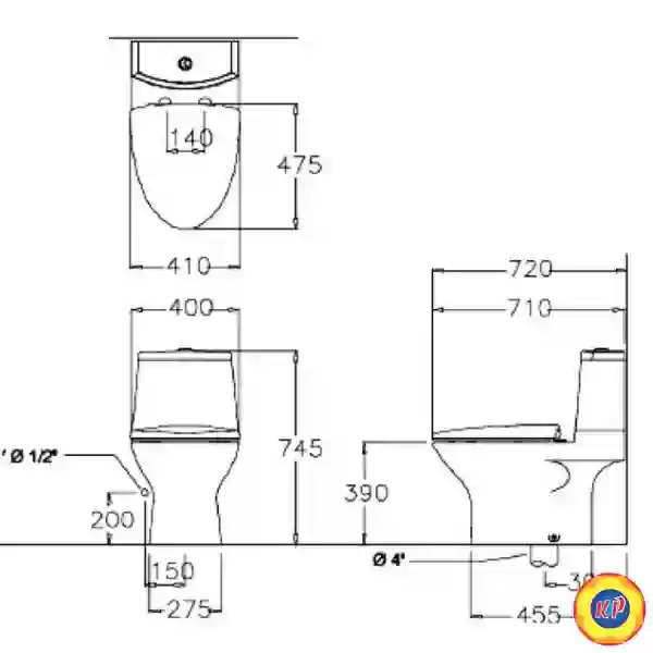 Bồn Cầu COTTO C12377 Hai Khối Chloe