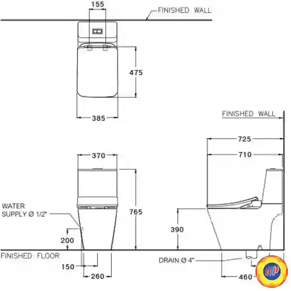 Bồn Cầu COTTO C12417 Hai Khối Xả Nhấn Simply Modish