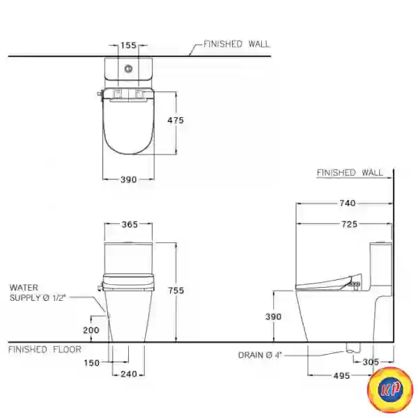 Bồn Cầu COTTO C125317 Hai Khối Xả Nhấn