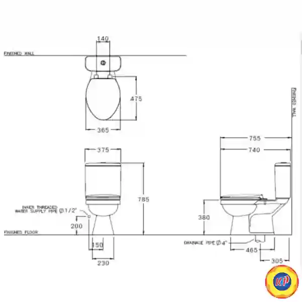 Bồn Cầu COTTO C13440 Hai Khối