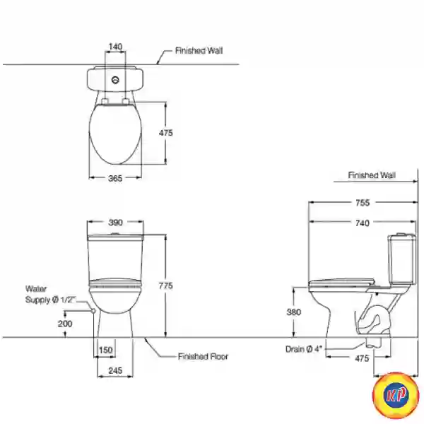Bồn Cầu COTTO C1371 Hai Khối Alex II