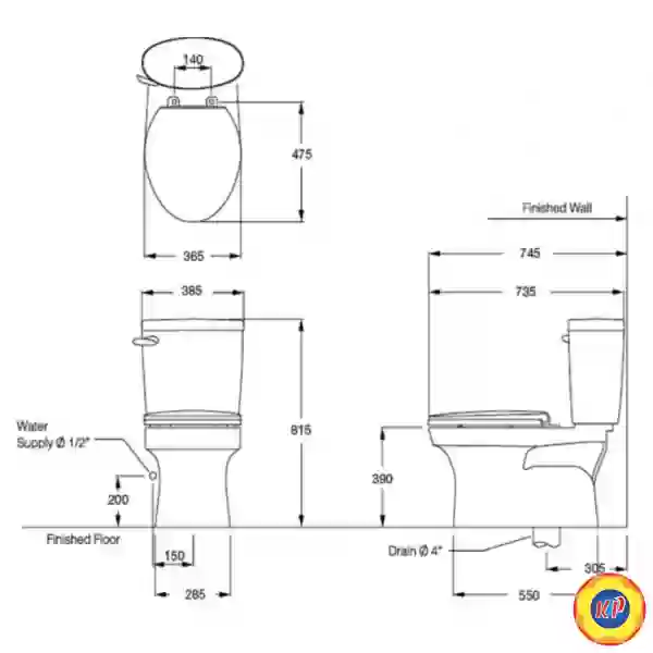 Bồn Cầu COTTO C1388 2 Khối Timon