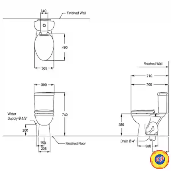 Bồn Cầu COTTO C13961 Hai Khối Wendy