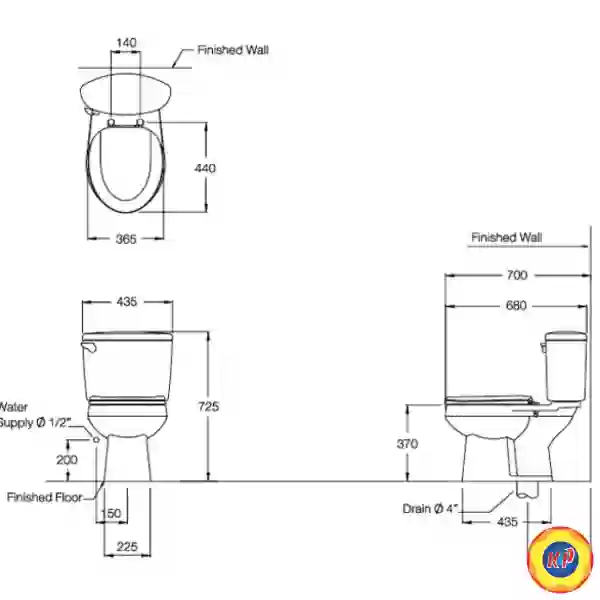 Bồn Cầu COTTO C1444 Hai Khối SHARON