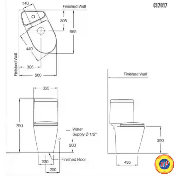 Bồn Cầu COTTO C17017 Hai Khối Space Solution