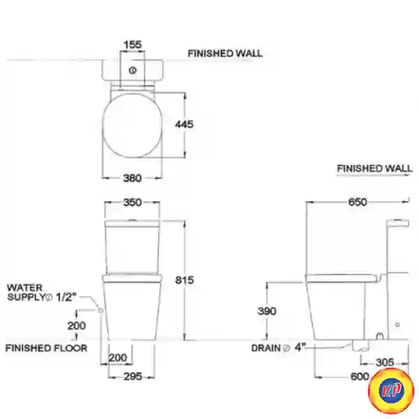 Bồn Cầu COTTO C17177 Hai Khối Olix Xả Nhấn