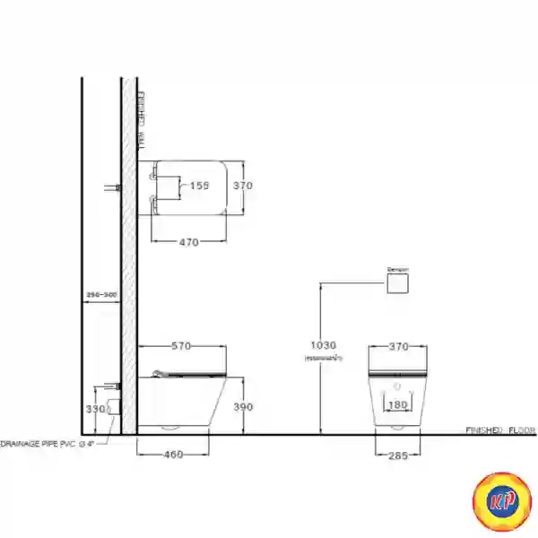 Bồn Cầu Két Âm Cotto SC197627(T) Treo Tường