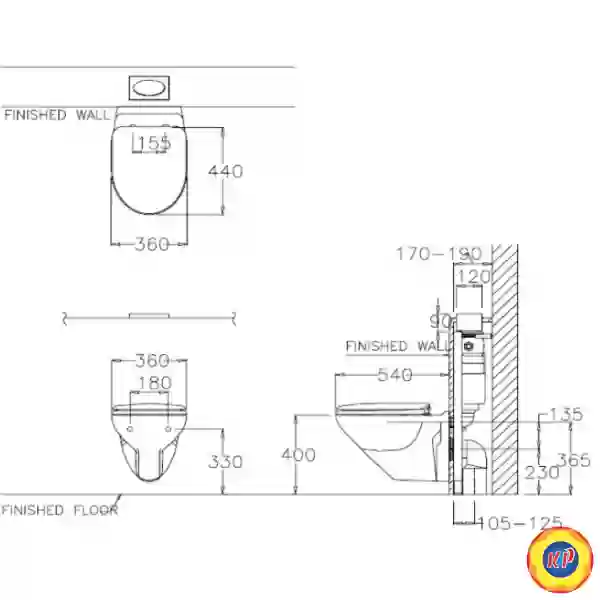 Bồn Cầu Cotto SC199(T) Treo Tường Thoát Ngang Tâm 230mm