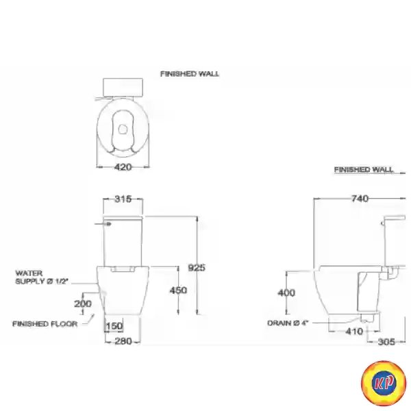 Bồn Cầu COTTO SC6652 WH 2 Khối Cho Người Già Khuyết Tật